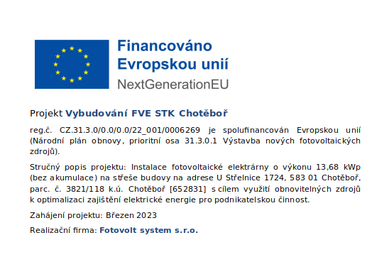 Projekt Vybudování FVE STK Chotěboř